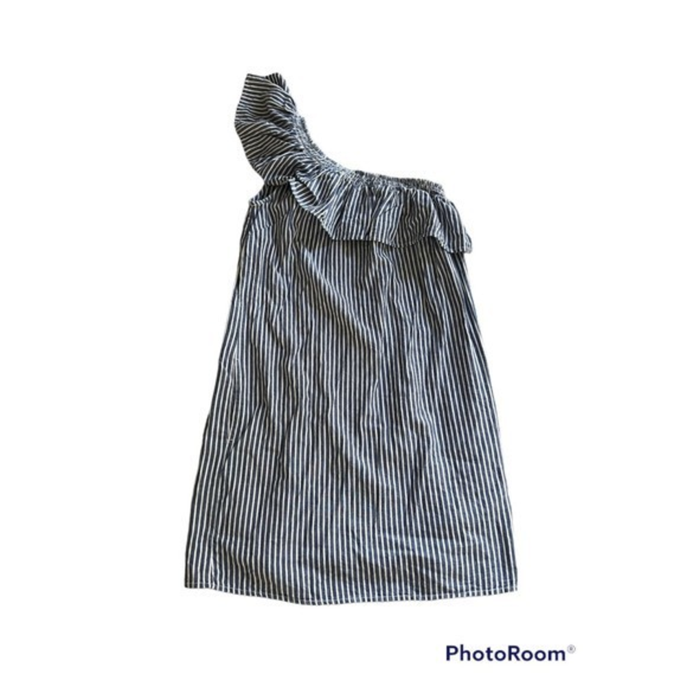 Beachlunchlounge one shoulder ruffle‎ dress with pockets striped size small